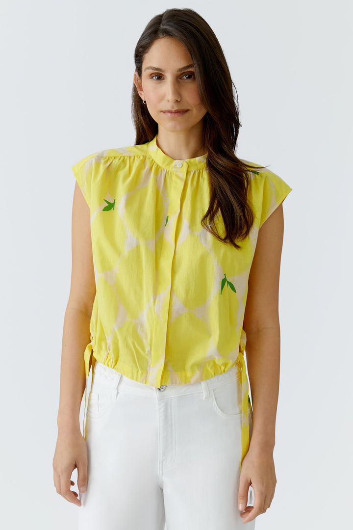 Oui 97234 Yellow Stone Lemon Print Blouse