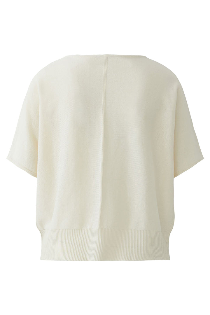 Oui 97242 Offwhite Wide Neck Short Sleeve Jumper