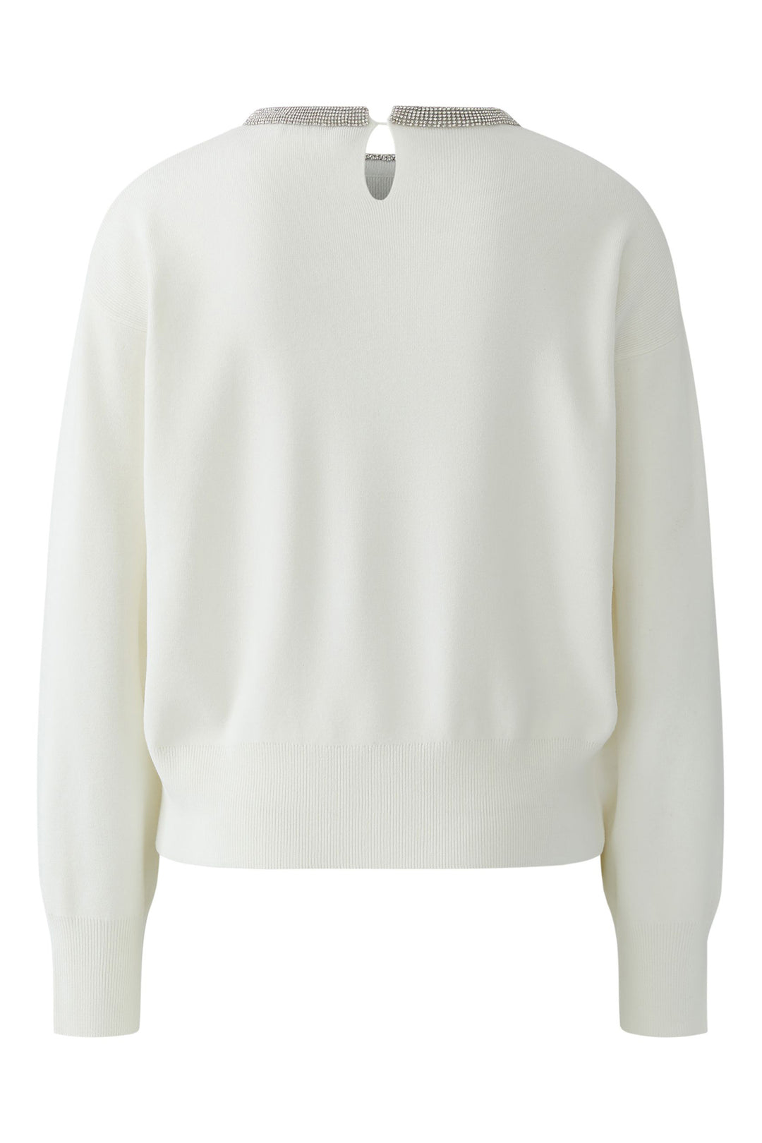 Oui 97249 White Cloud Dancer Diamante Neck Jumper