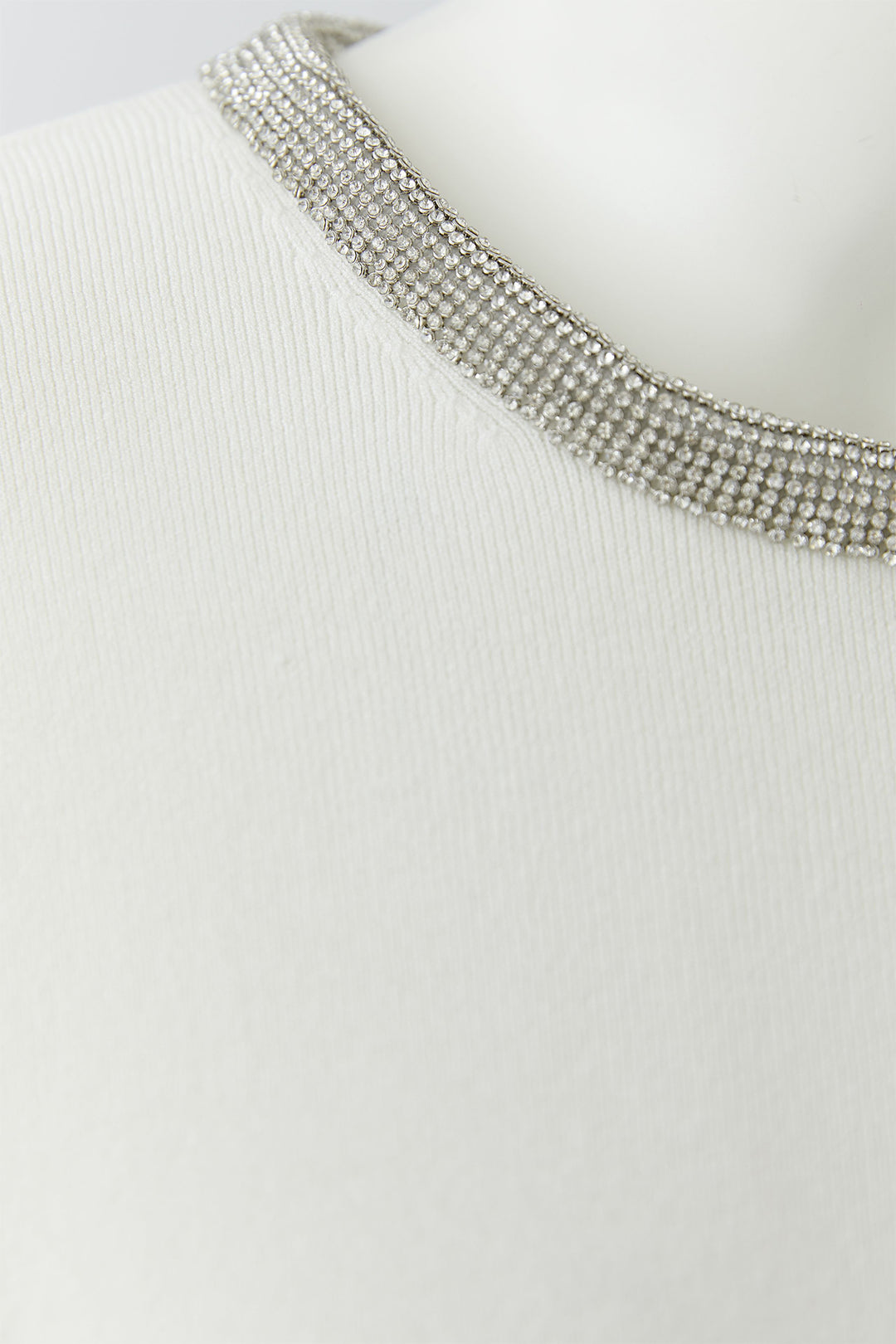 Oui 97249 White Cloud Dancer Diamante Neck Jumper