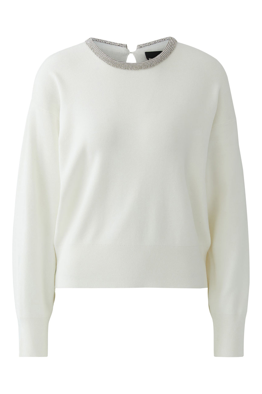 Oui 97249 White Cloud Dancer Diamante Neck Jumper
