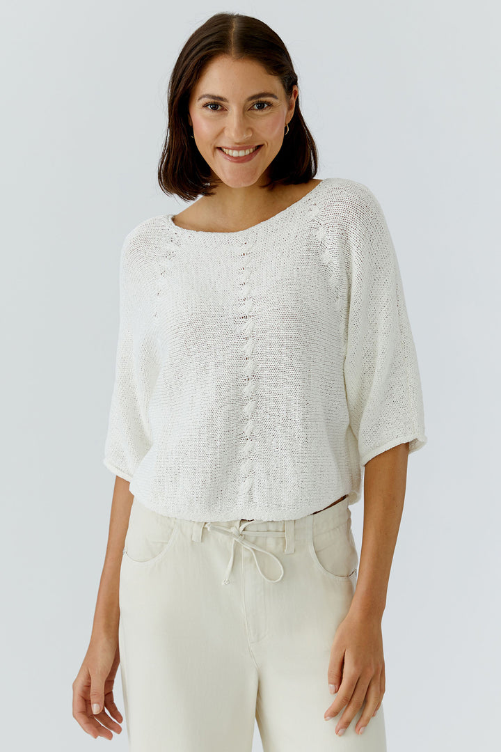 Oui 97252 Cloud Dancer White Boat Neck Jumper