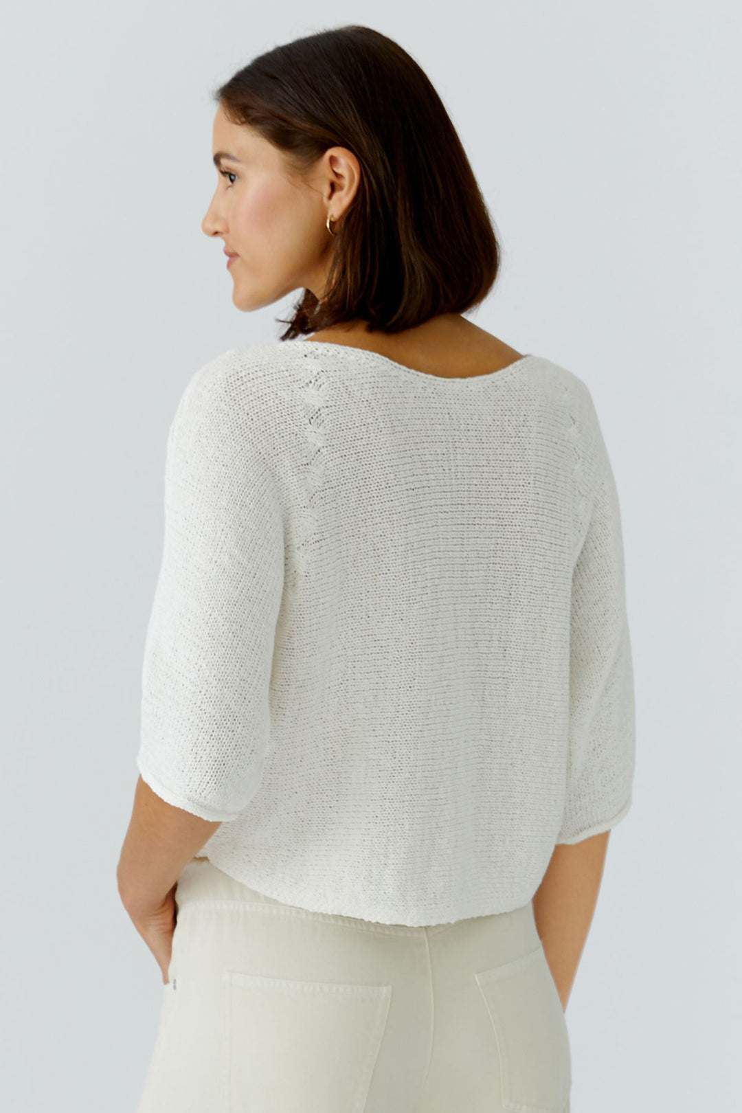 Oui 97252 Cloud Dancer White Boat Neck Jumper