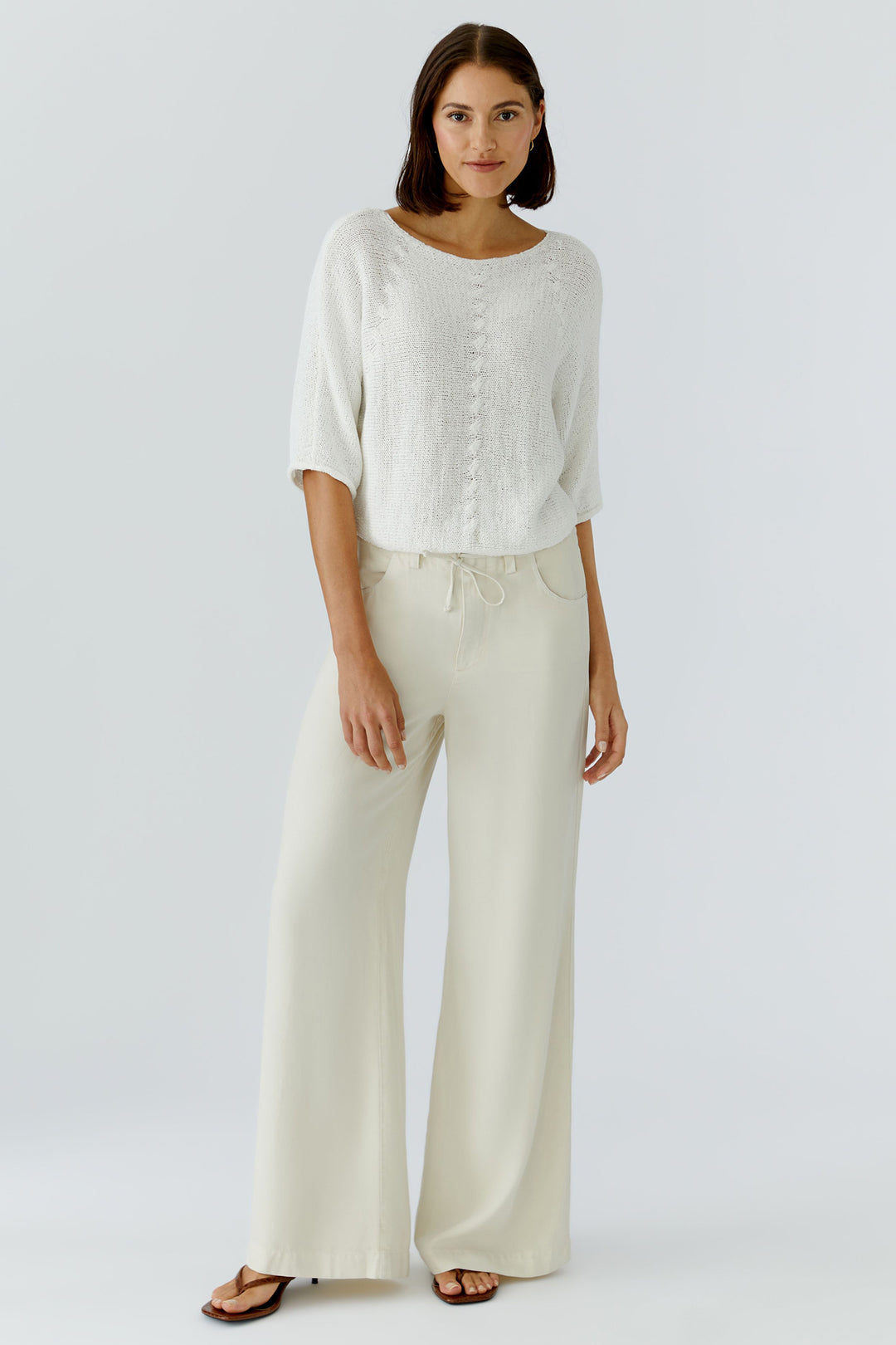Oui 97252 Cloud Dancer White Boat Neck Jumper