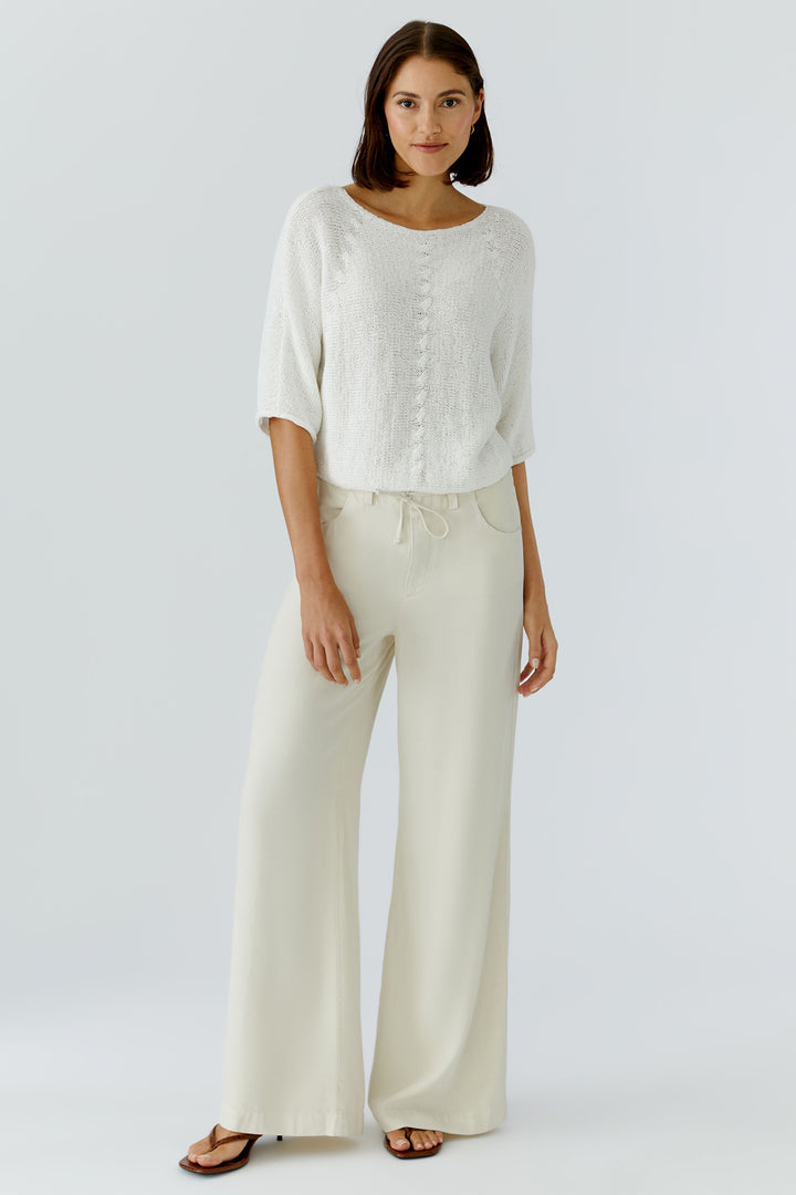 Oui 97252 Cloud Dancer White Boat Neck Jumper