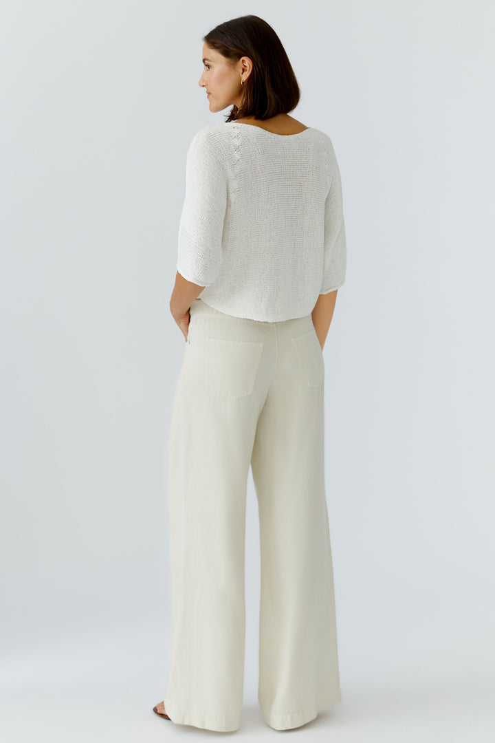 Oui 97252 Cloud Dancer White Boat Neck Jumper