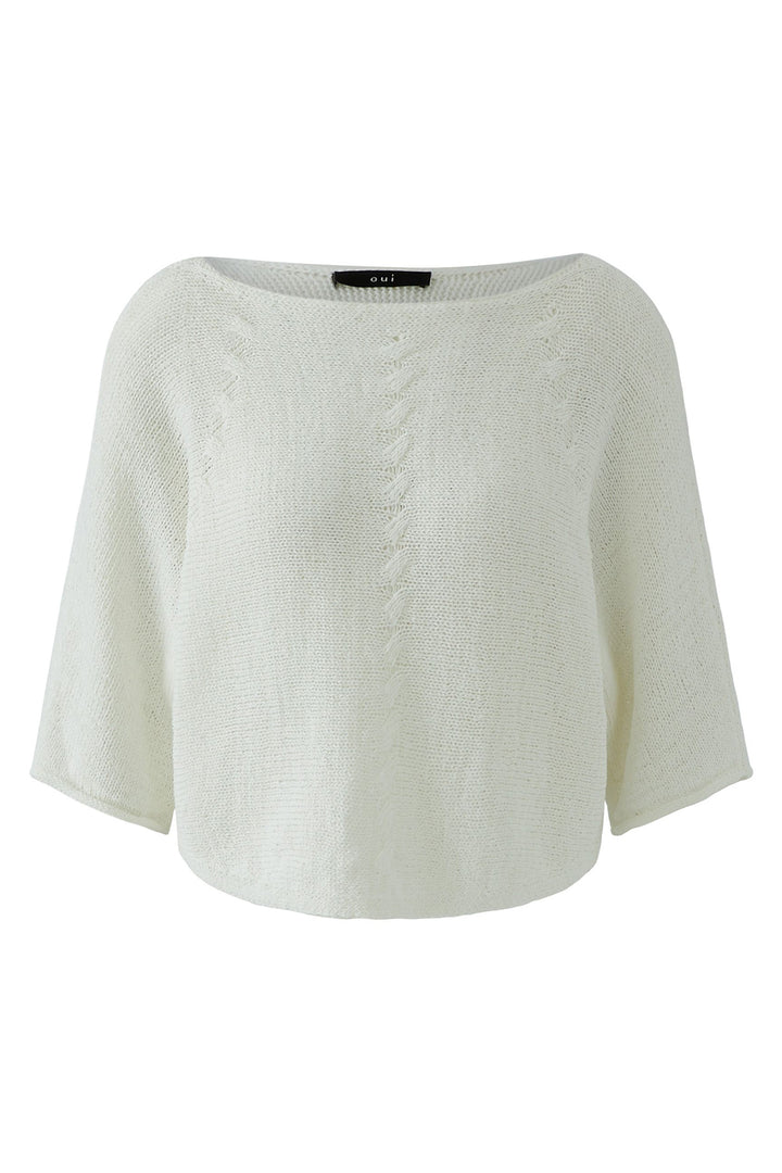 Oui 97252 Cloud Dancer White Boat Neck Jumper