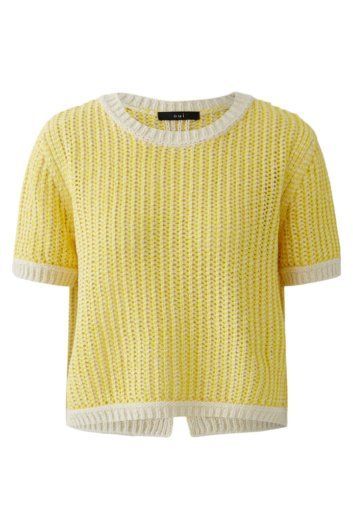Oui 97263 White Yellow Chunky Knit Jumper