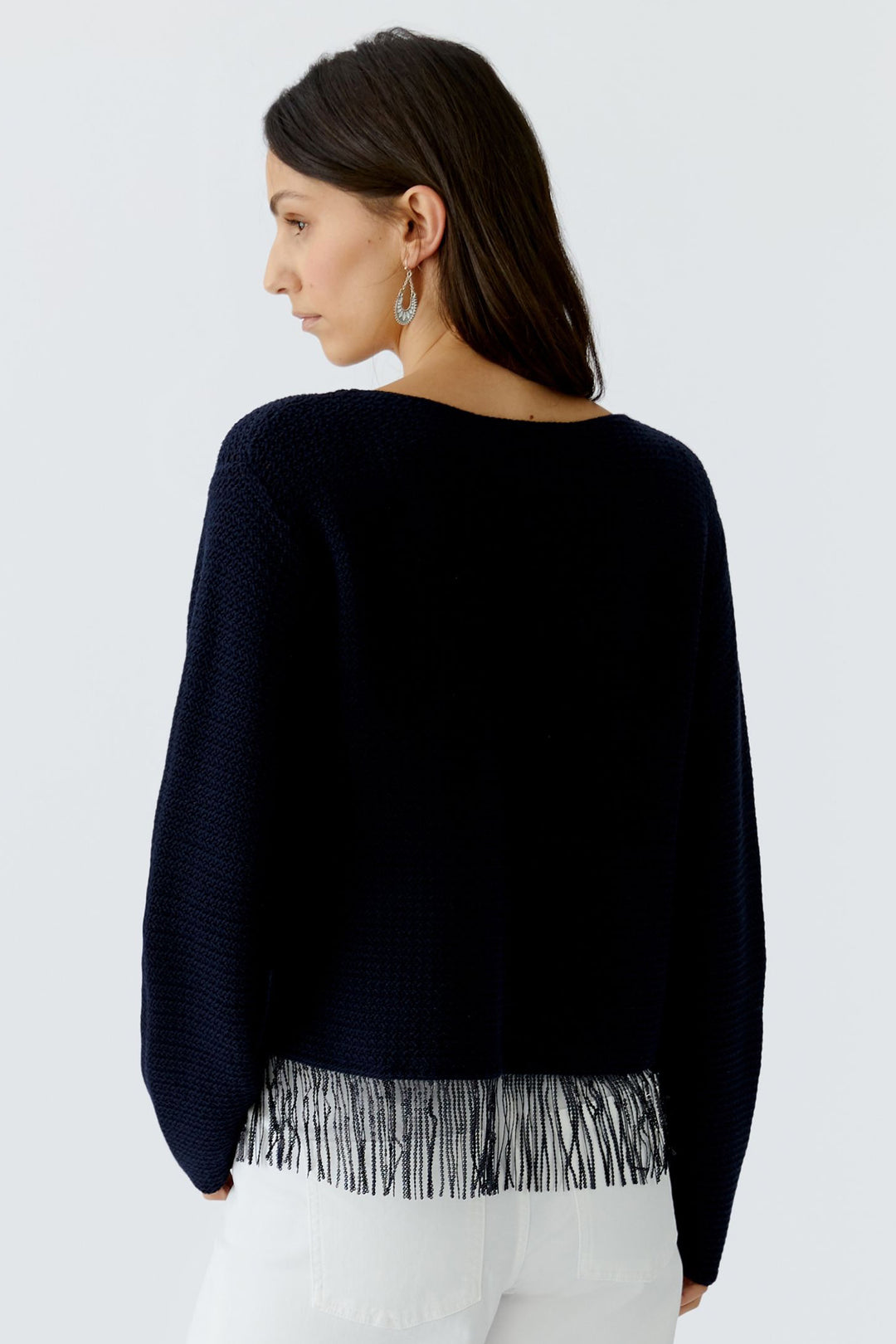Oui 97271 Dark Blue Sequin Tassle Jumper