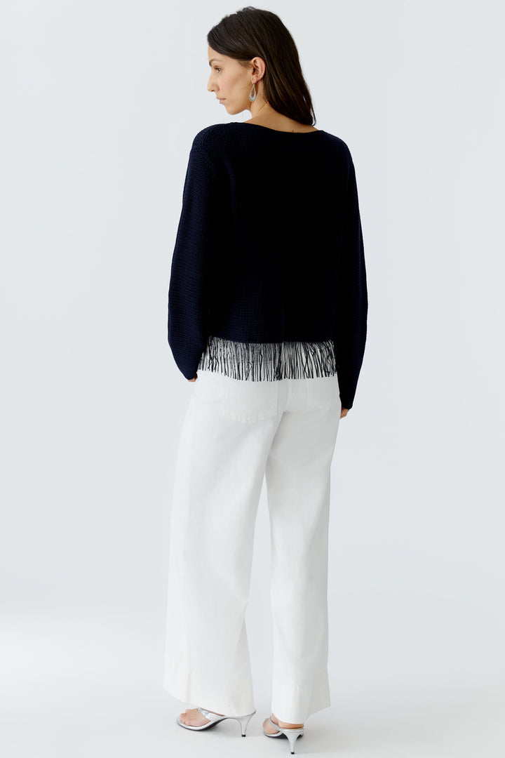Oui 97271 Dark Blue Sequin Tassle Jumper