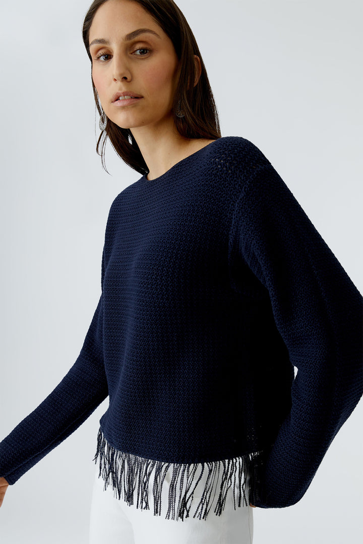 Oui 97271 Dark Blue Sequin Tassle Jumper