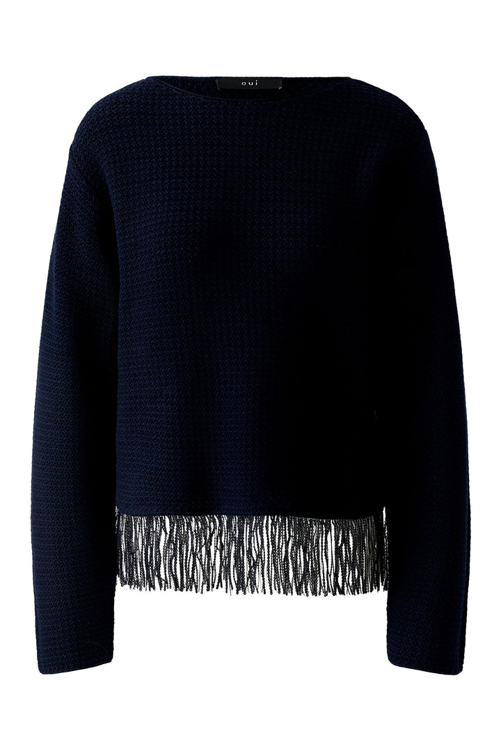 Oui 97271 Dark Blue Sequin Tassle Jumper