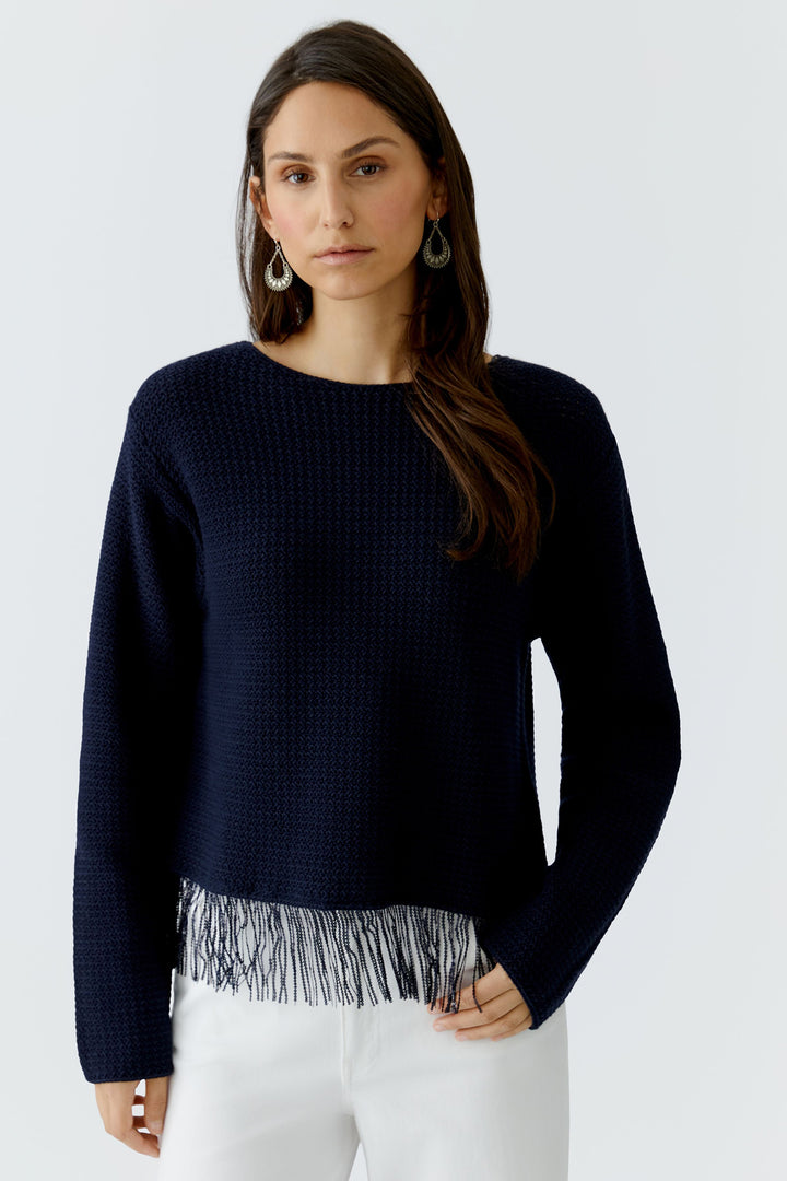 Oui 97271 Dark Blue Sequin Tassle Jumper