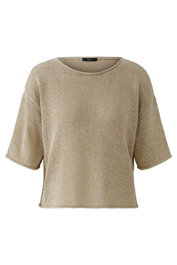 Oui 97272 Biscuit Beige Roll Hem Jumper