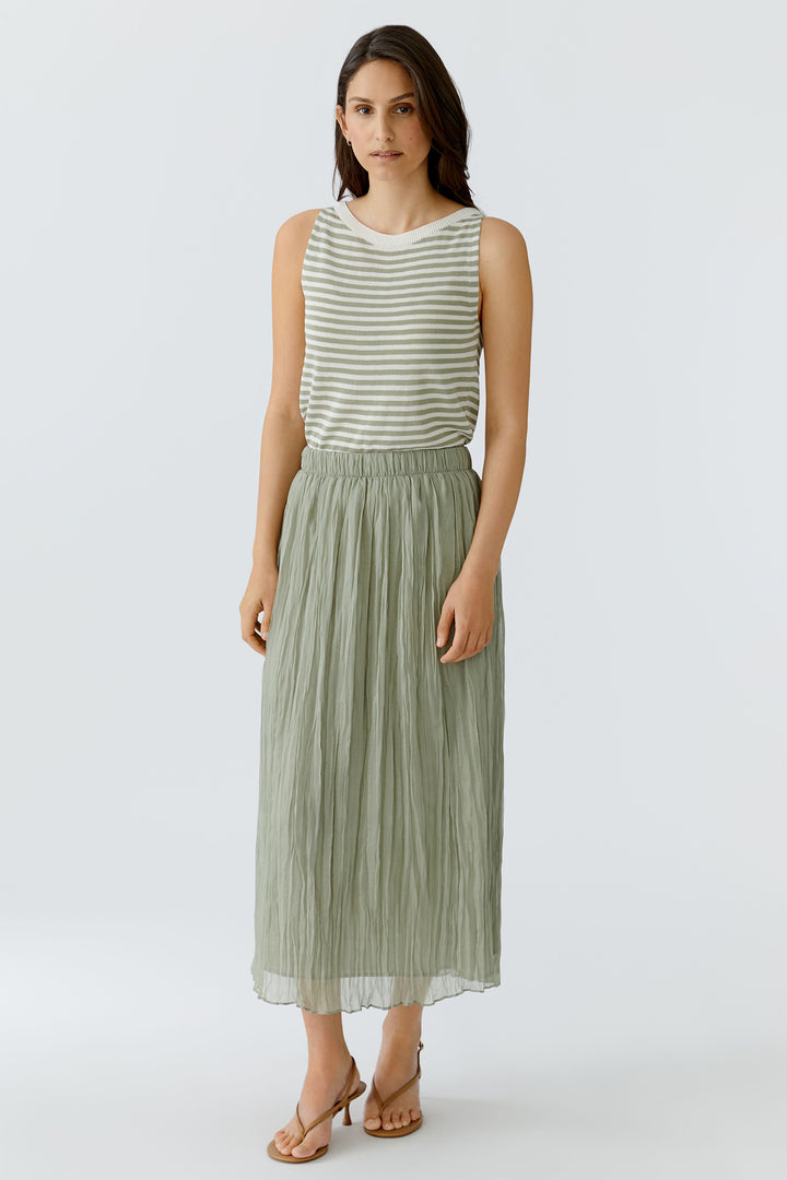 Oui 97280 White Green Stripe Knitted Sleeveless Top