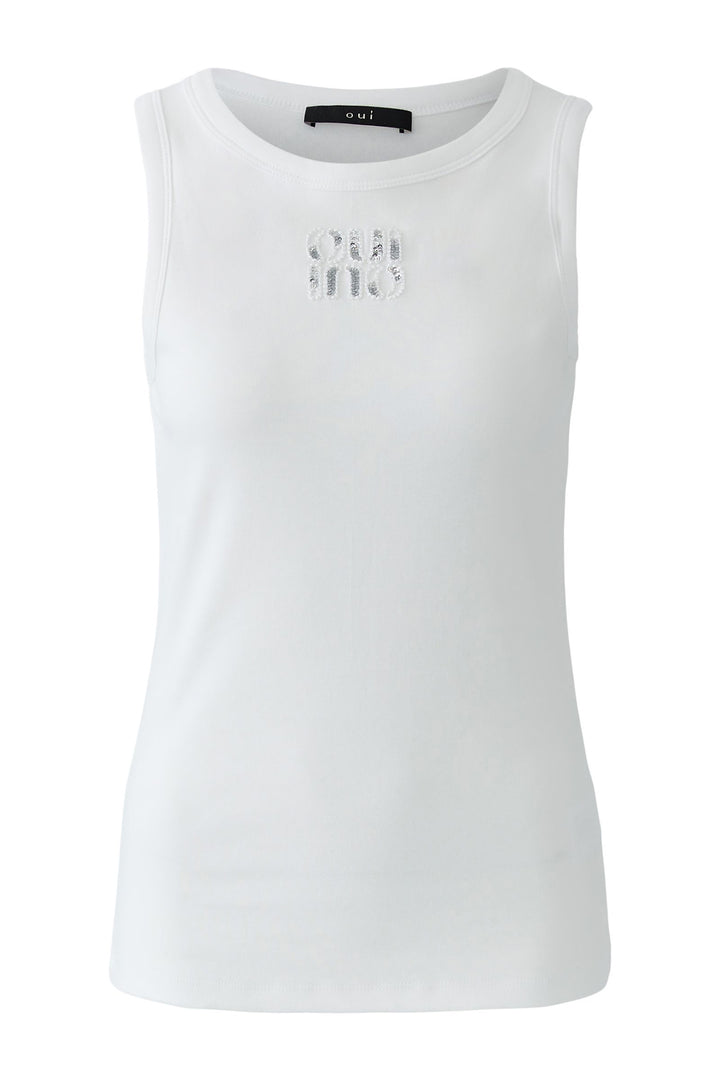 Oui 97284 Optic White Oui Motif Vest Tank Top