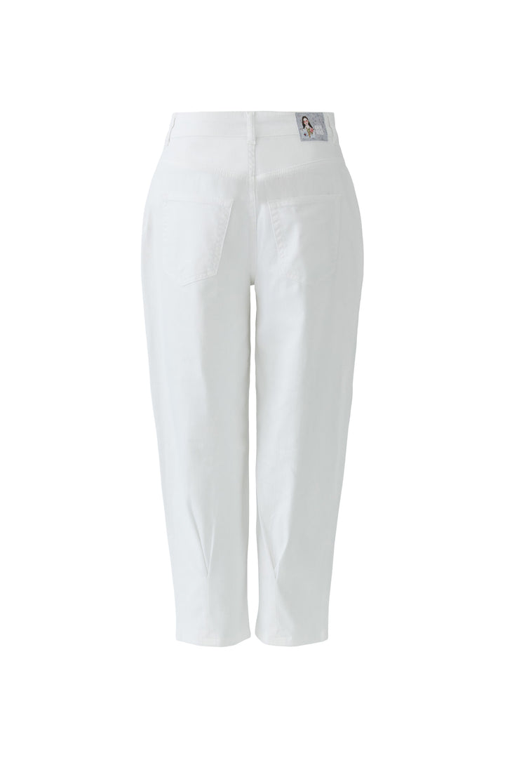Oui Optic White loose leg cropped jeans 97294, alternate angle