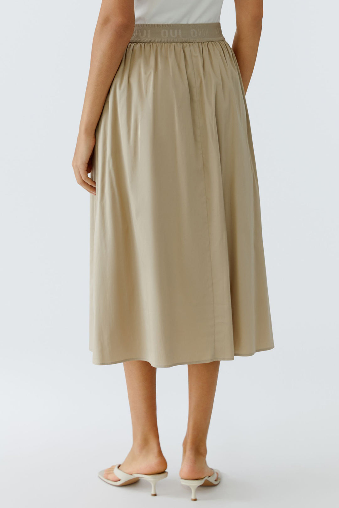 Oui 97301 Biscuit Beige Midi Skirt