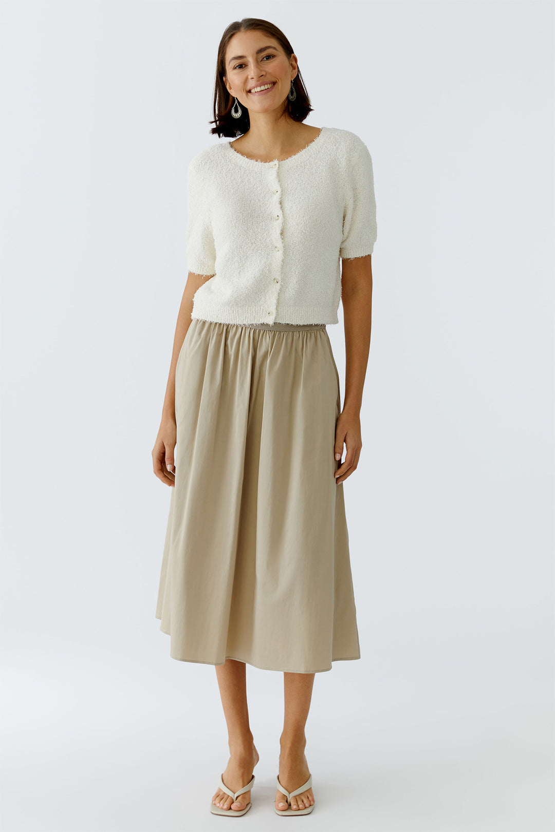 Oui 97301 Biscuit Beige Midi Skirt
