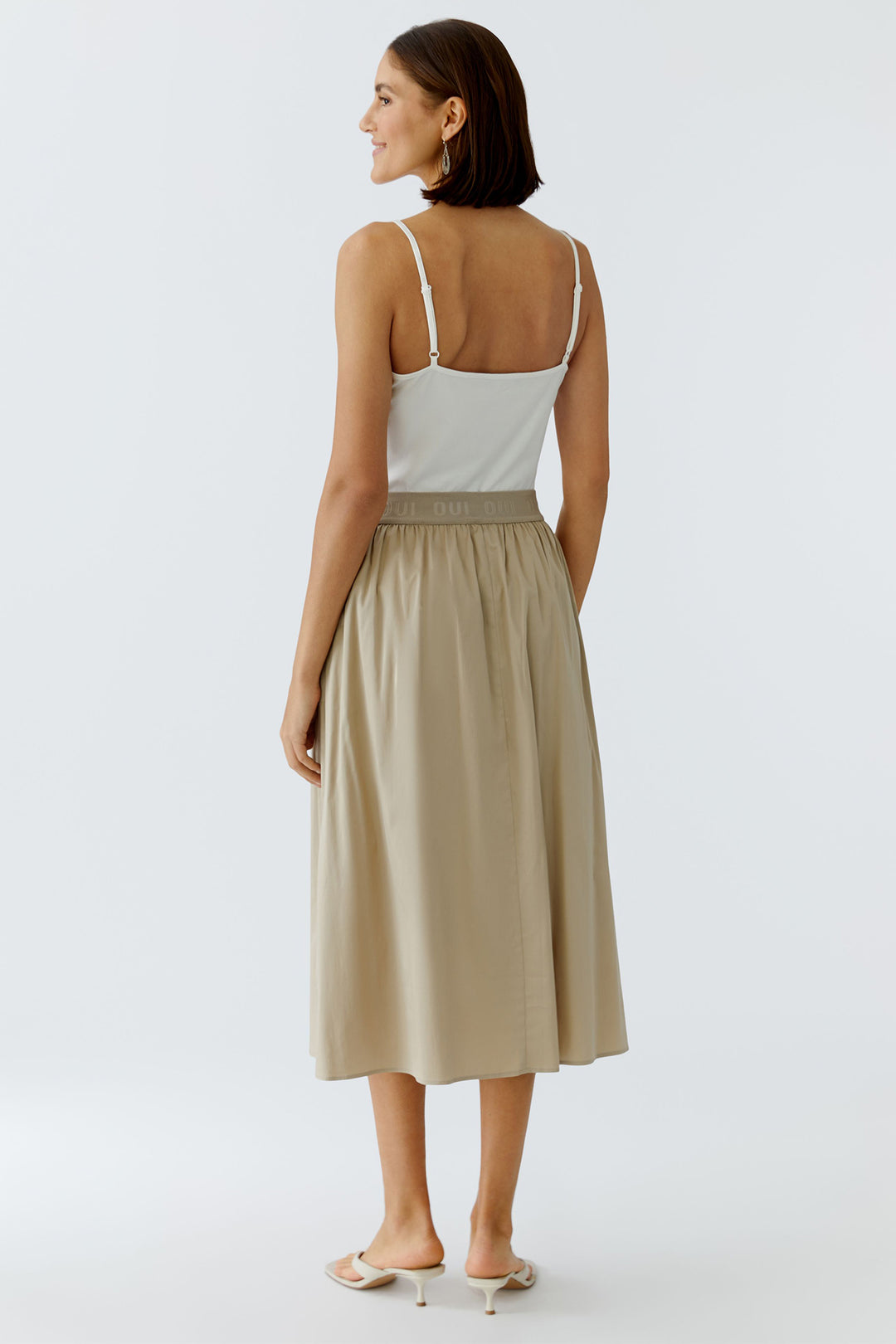 Oui 97301 Biscuit Beige Midi Skirt