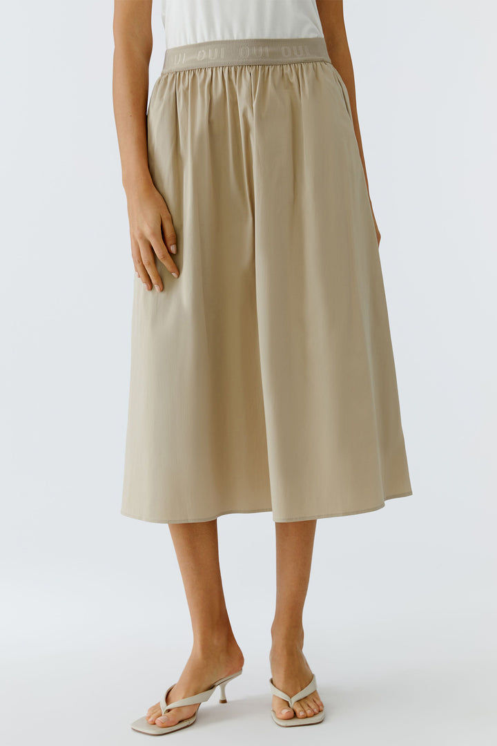 Oui 97301 Biscuit Beige Midi Skirt