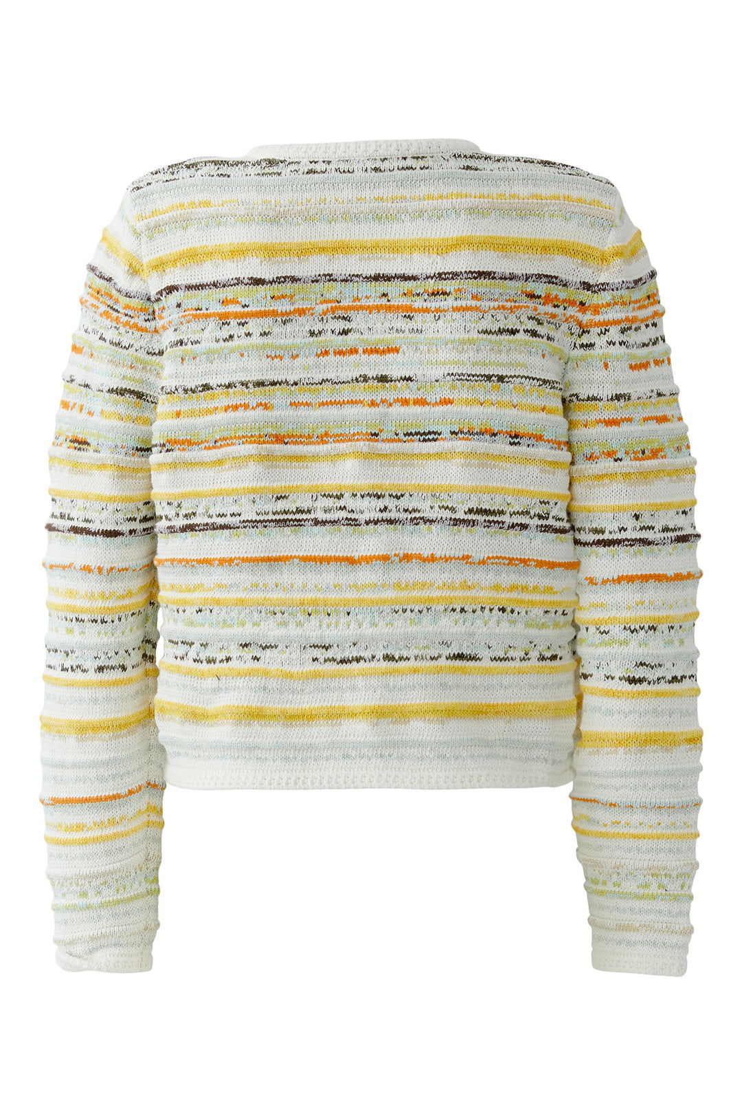 Oui 97327 White Yellow Stripe Cardigan