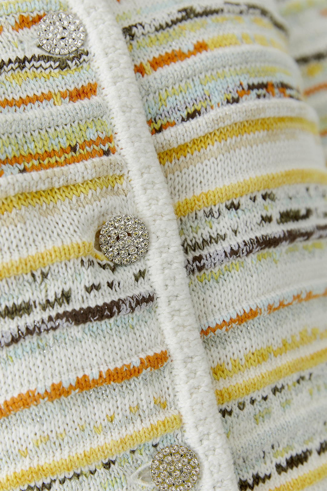 Oui 97327 White Yellow Stripe Cardigan