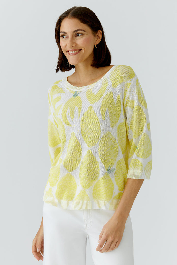 Oui 97413 Yellow White Lemon Print Jumper
