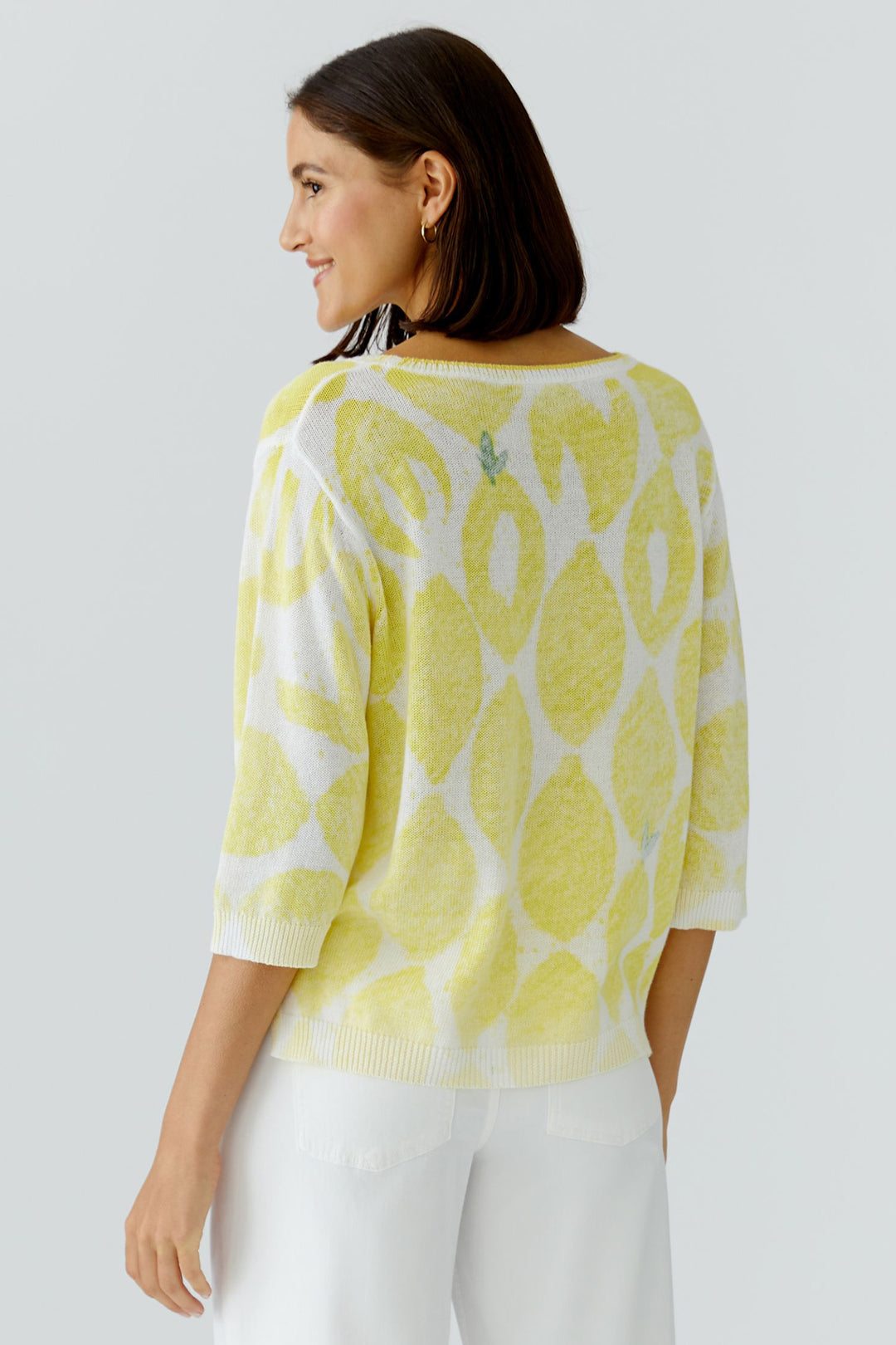 Oui 97413 Yellow White Lemon Print Jumper