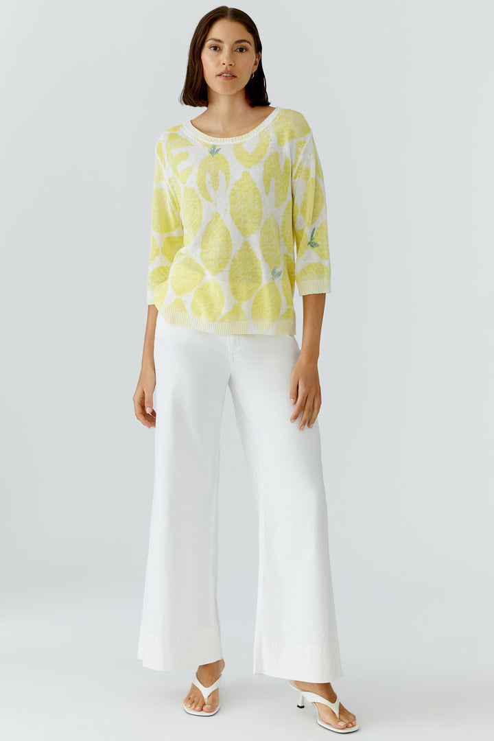 Oui 97413 Yellow White Lemon Print Jumper