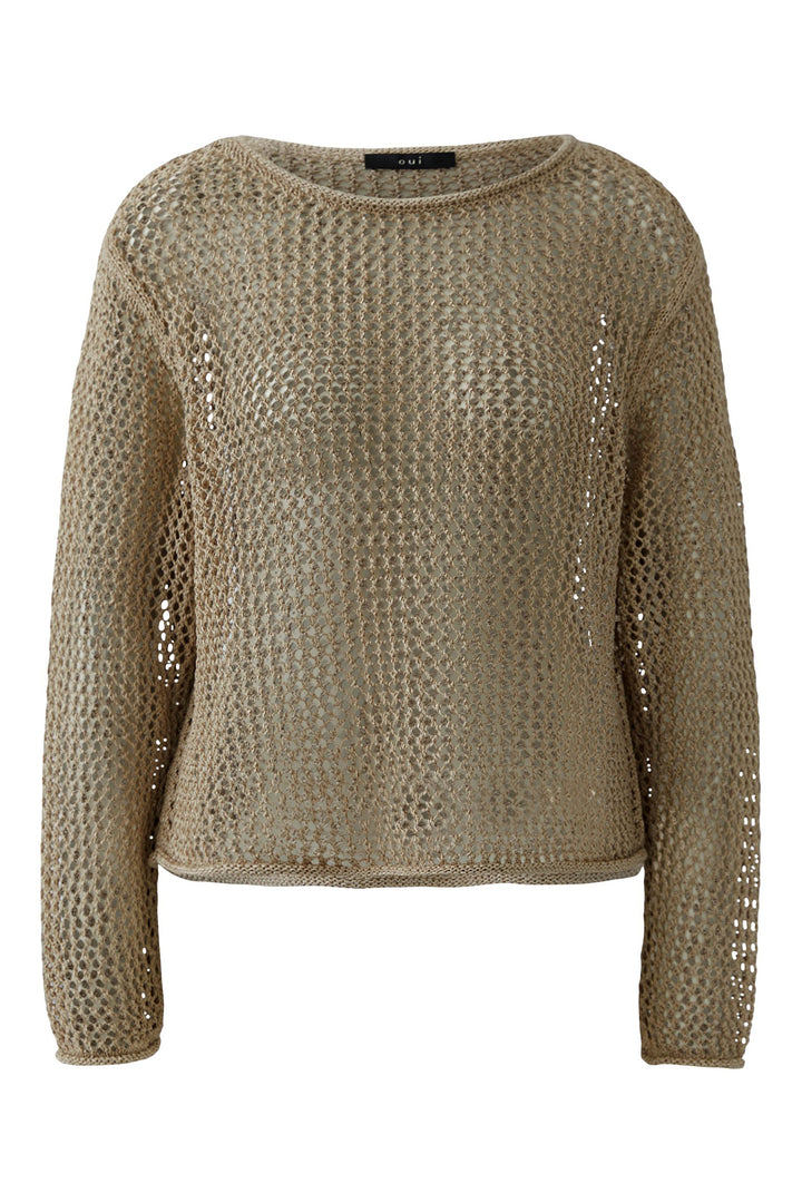 Oui 97416 Biscuit Beige Mesh Knit Jumper