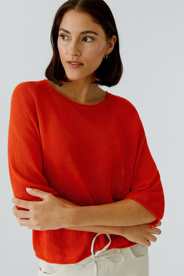 Oui 97419 Pinciana Red Linen Jumper