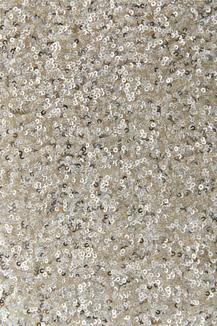 Oui 97462 Silver White Sleeveless Sequin Top