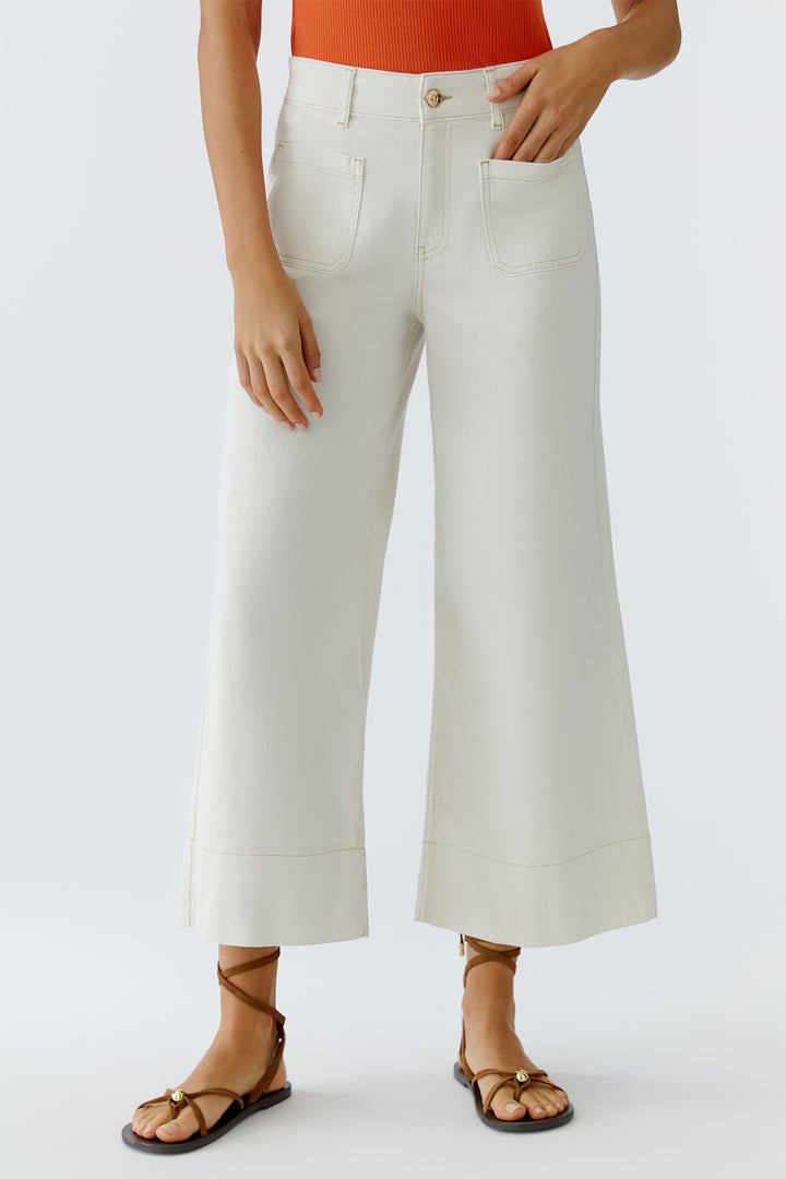 Oui 97480 Offwhite Wide Leg Cropped Jeans