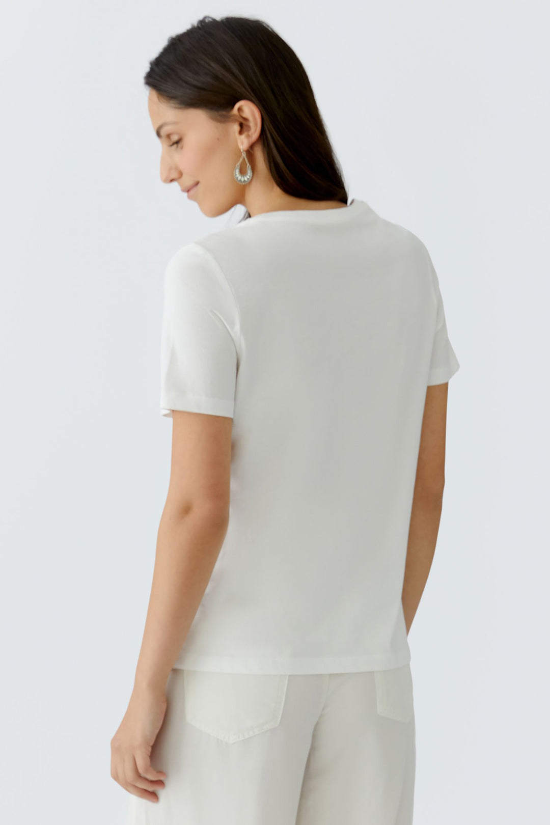 Oui 97514 White Cloud Dancer Beaded Motif T-Shirt