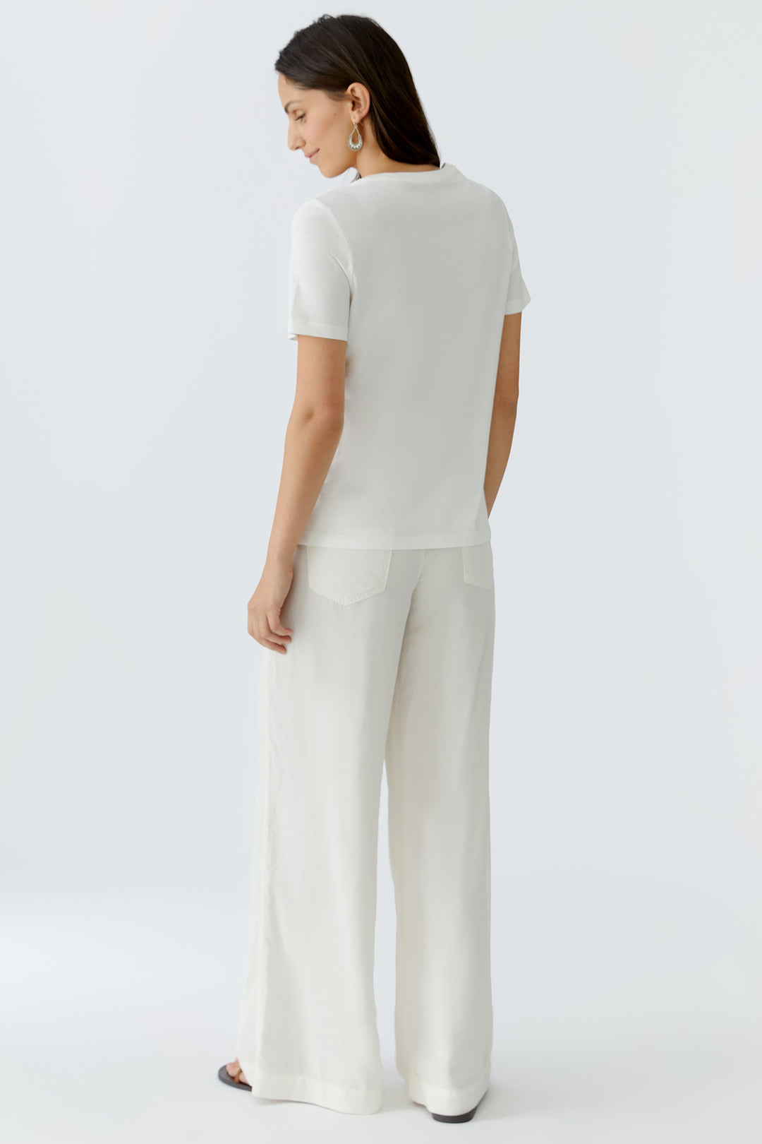 Oui 97514 White Cloud Dancer Beaded Motif T-Shirt