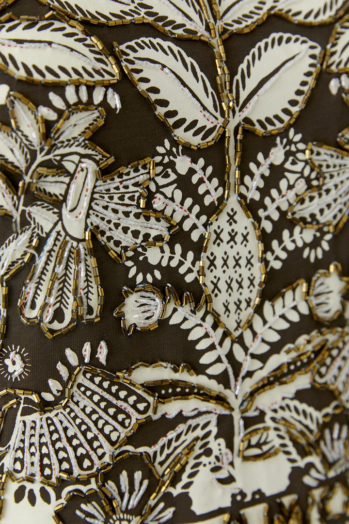 Oui 97514 White Cloud Dancer Beaded Motif T-Shirt