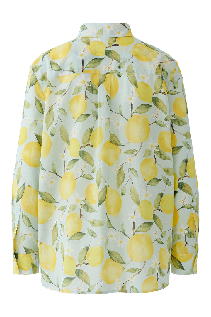 Oui 97535 Light Green Yellow Lemon Print Shirt