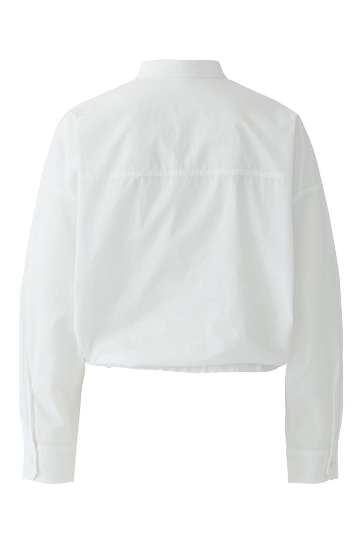 Oui 97538 Optic White Drawstring Waist Blouse
