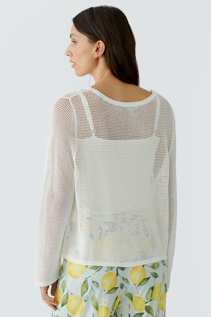 Oui 97552 Cloud Dancer White Mesh Knit Jumper 1006