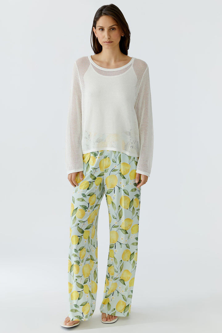 Oui 97552 Cloud Dancer White Mesh Knit Jumper 1006