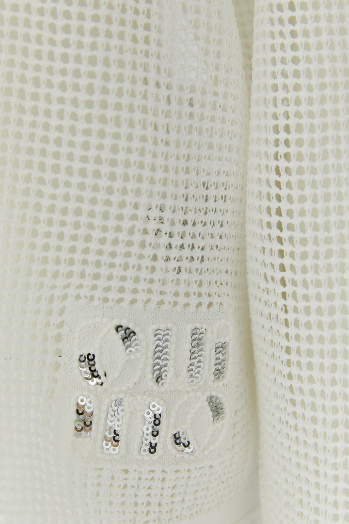 Oui 97552 Cloud Dancer White Mesh Knit Jumper 1006