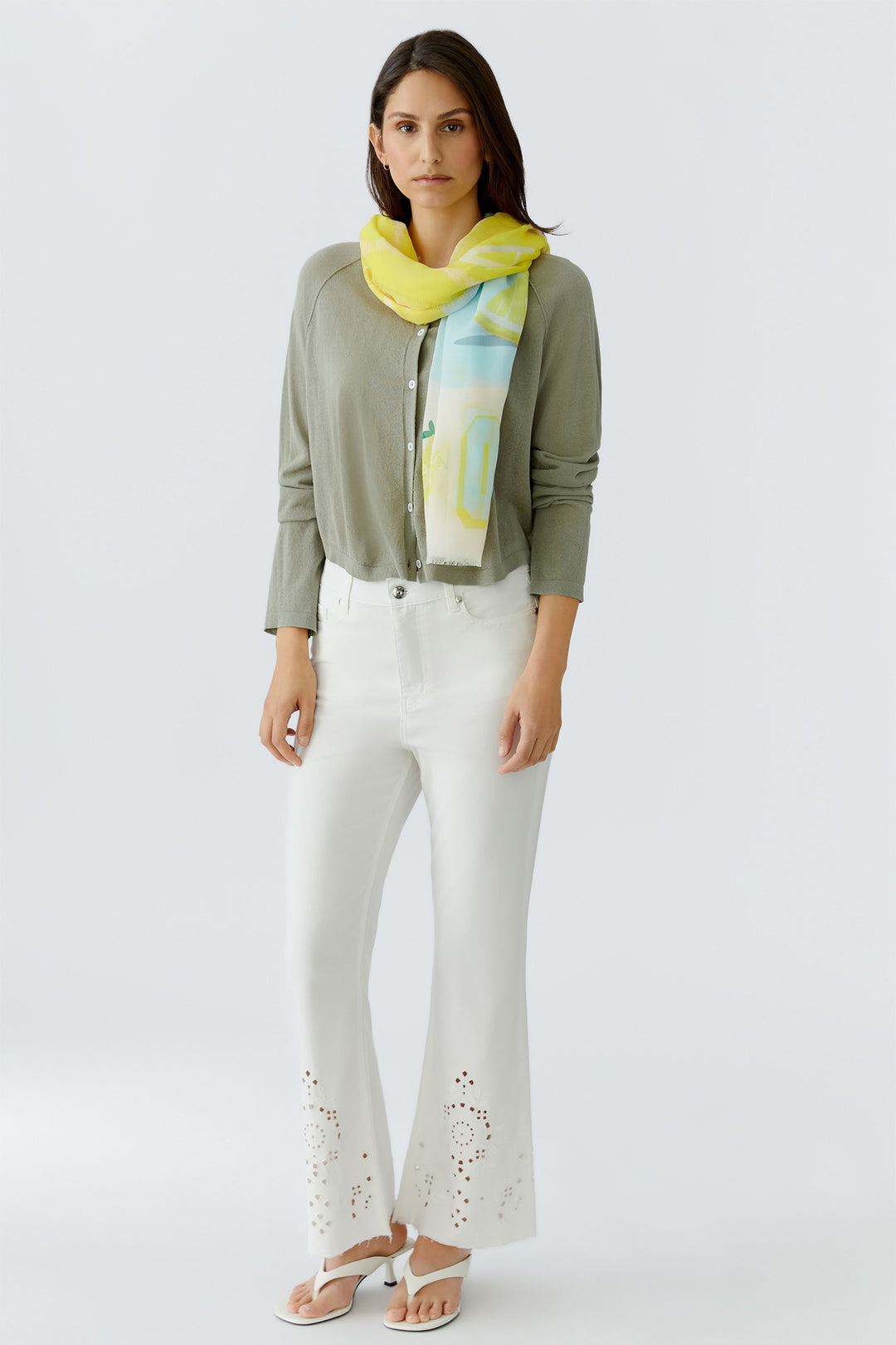 Oui 97559 Yellow Green Scarf 0216