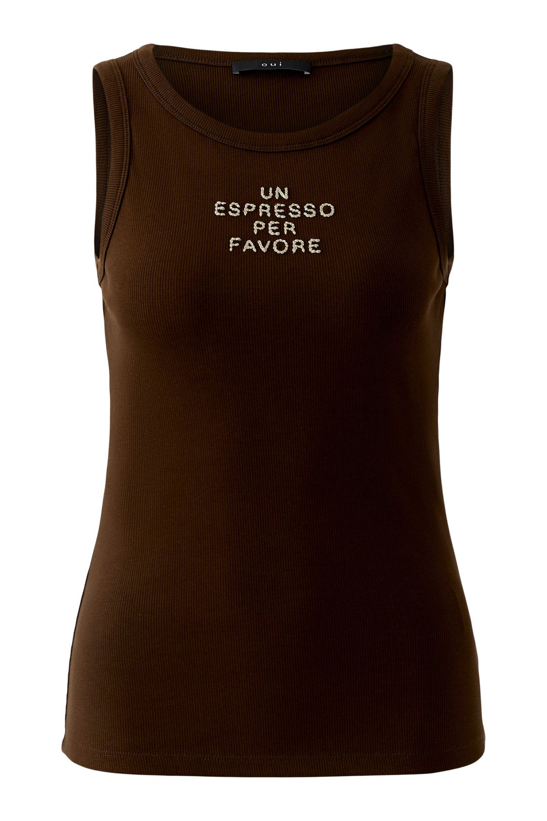 Oui 97571 Demitasse Brown Motif Tank Top 8734