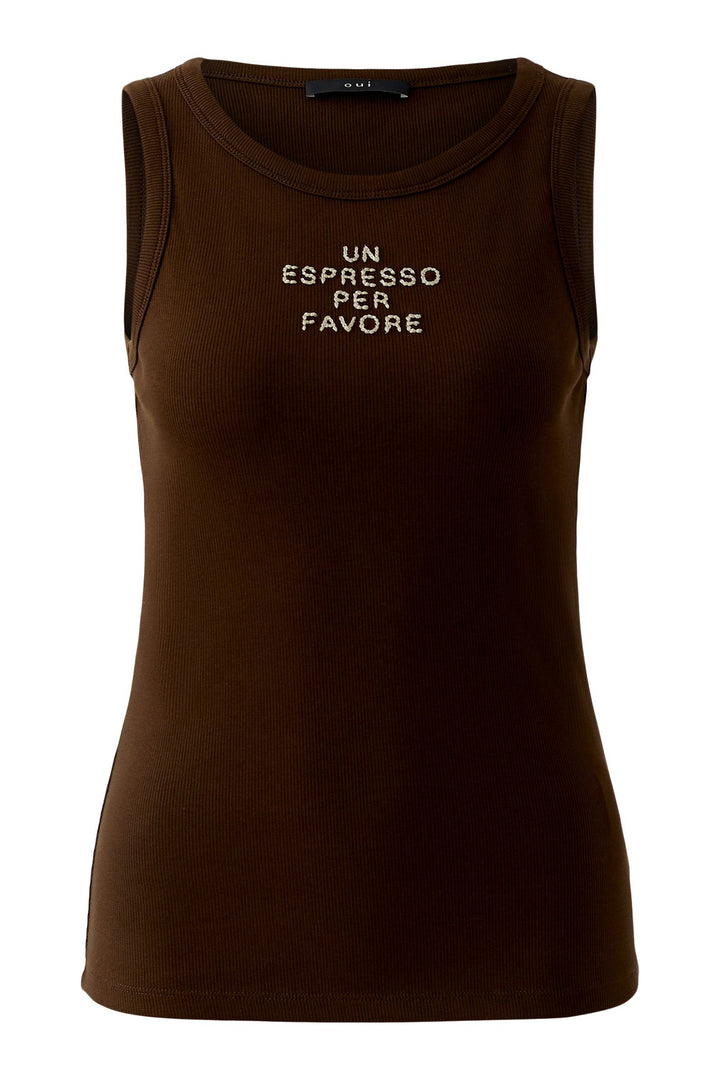 Oui 97571 Demitasse Brown Motif Tank Top 8734
