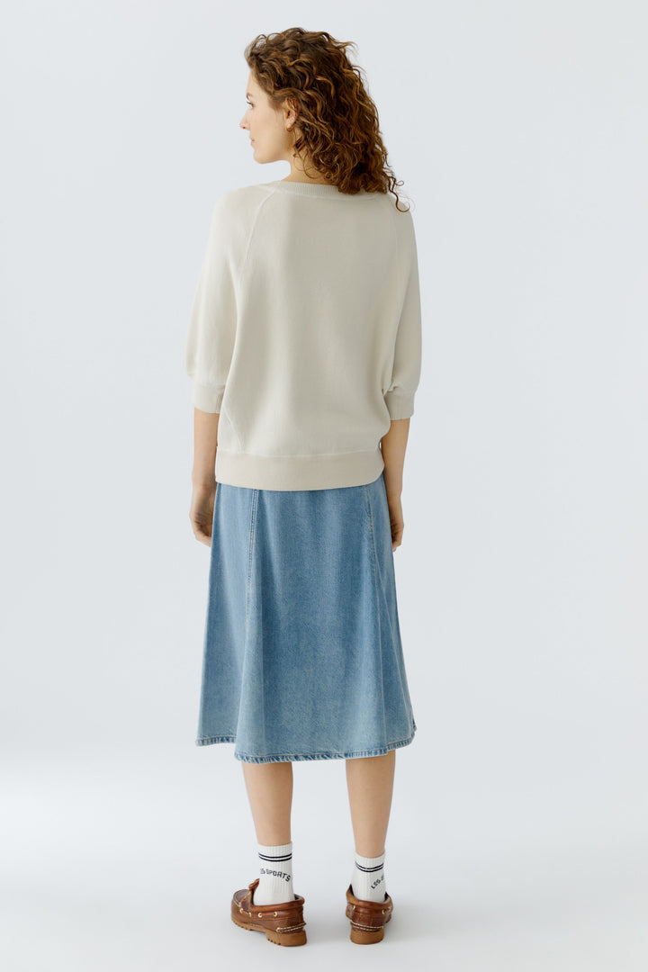 Oui 97626 Whitecap Grey Offwhite Crystal Motif Jumper 1088