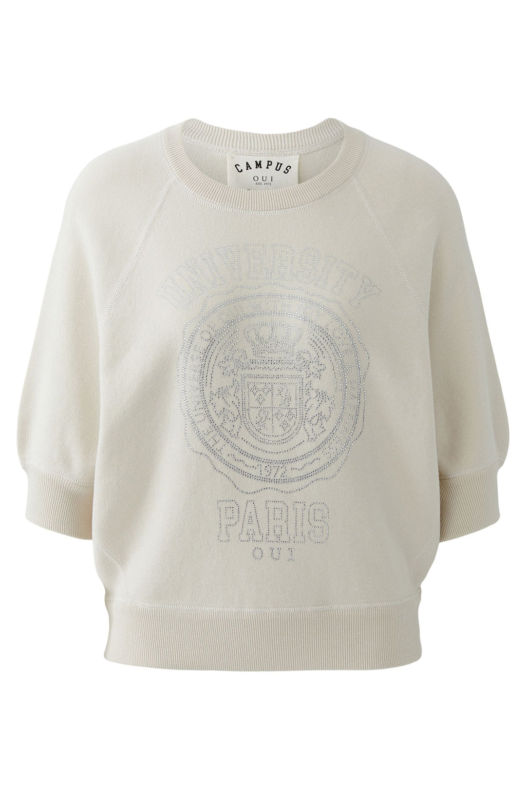 Oui 97626 Whitecap Grey Offwhite Crystal Motif Jumper 1088