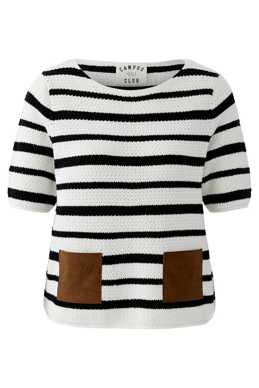 Oui 97629 White Black Stripe Jumper 0109