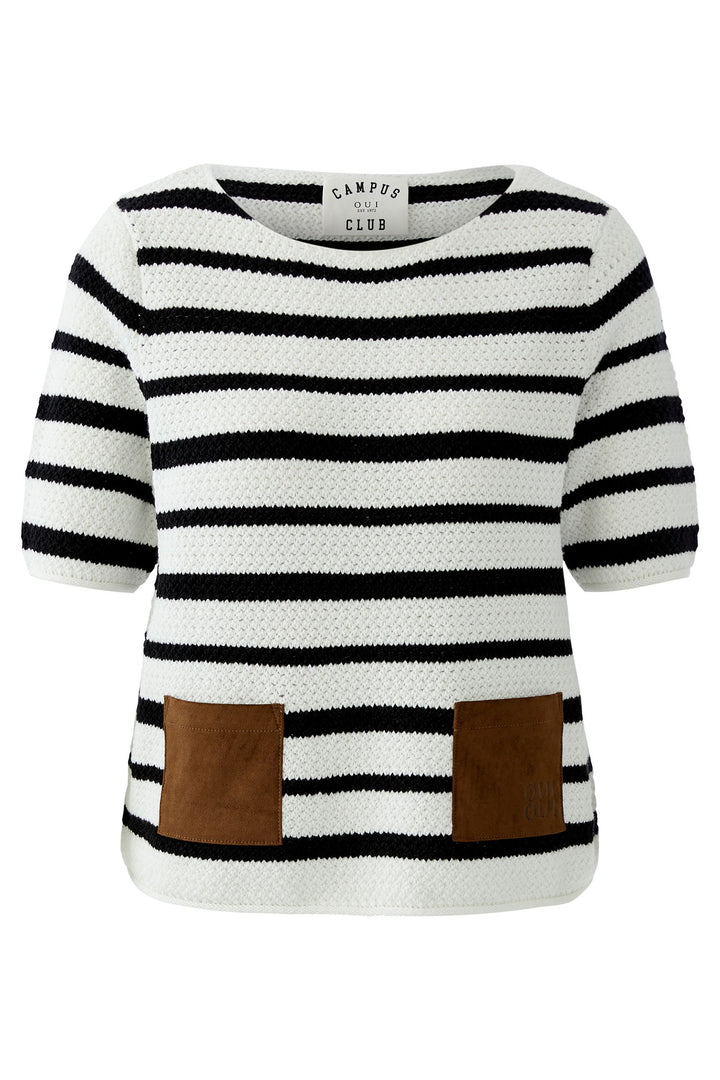 Oui 97629 White Black Stripe Jumper 0109