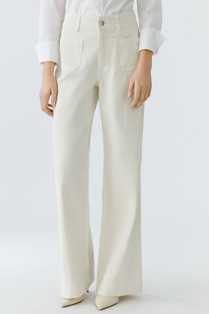 Oui 97657 Whitecap Grey Offwhite High Waist Wide Leg Jeans